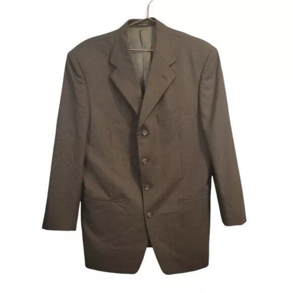 Givenchy Monsieur Vintage | 100% Wool Suit Jacket Blazer 42 Reg Brown Gray - Picture 1 of 10